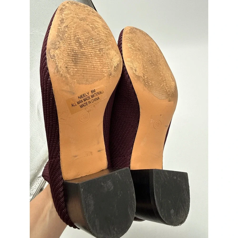 Joie Neely Sock Boots Womens 8M Burgundy Good Ribbed Knit Block Heel Ankle Boot